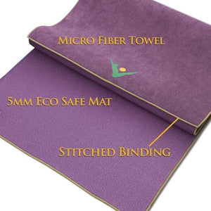 Aurorae Synergy 2 in 1 Yoga Mat; with Integrated Non Slip Microfiber Towel. Best for Hot, Ashtanga, Bikram and Active Yoga