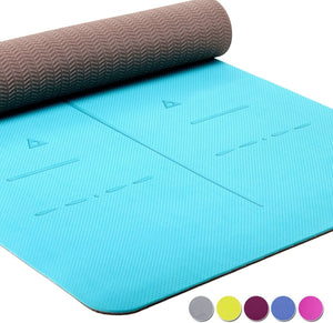 Heathyoga Eco Friendly Non Slip Yoga Mat, Body Alignment System, SGS Certified TPE Materia